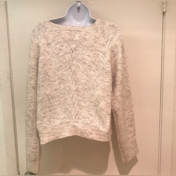 BEIGE SWEATER:KAISLEY BEIGE / OATMEAL CROPPED SWEATER MEDIUM - Picture 4 of 8